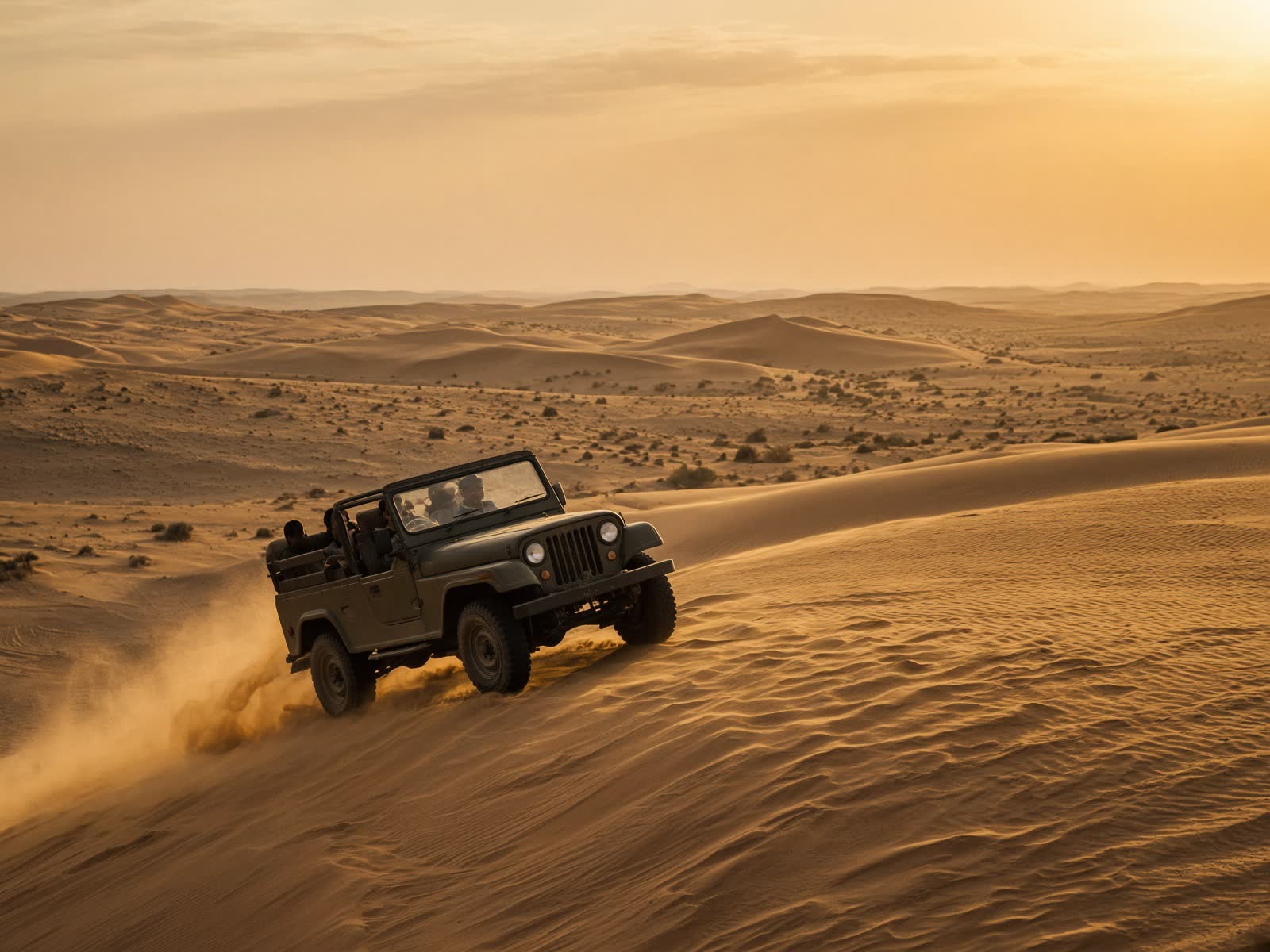 4x4 jeep safari on sand dunes near Jaisalmer
